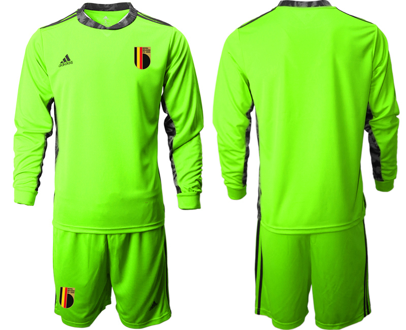 Men 2021 European Cup Belgium green Long sleeve goalkeeper Soccer Jersey->belgium jersey->Soccer Country Jersey